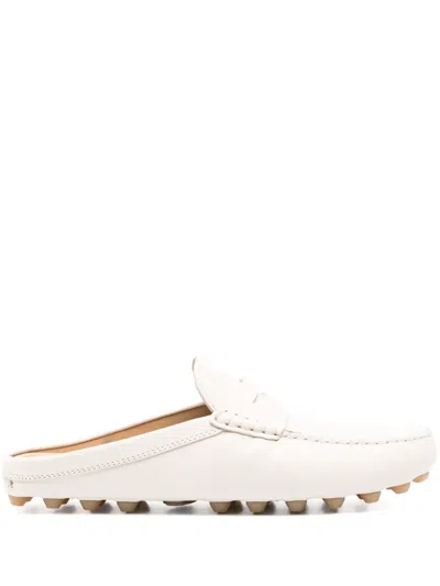 Tod's Leather Slippers In Neutrals