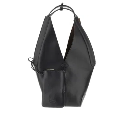 Tod's Leather Small ' Di Bag Folio' Bag In Black