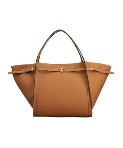 Tod's Medium T-timeless Leather Tote Bag In Brown
