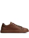 Tod's Allacciata Cassetta Rubber-trimmed Glossed-leather Sneakers In Brown