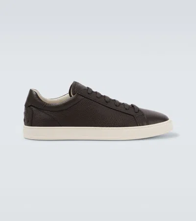 Tod's Leather Sneakers In Brown