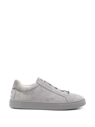 Tod's Lace Up Shoes In Suede Mouse Grey With Rubber Sole In Gray