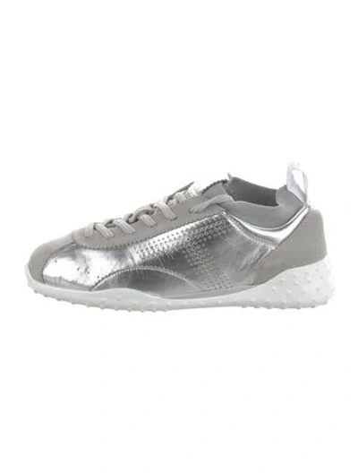 Pre-owned Tod's Leather Sneakers W/ Tags In Silver