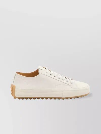 Tod's Leather Sneakers With Rubber Pebble Embellishments In Neutral
