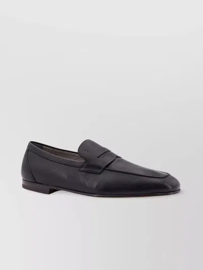 Tod's Leather Square Toe Loafer Deconstructed In Black