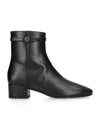 Tod's Leather Stivaletto Cuoio Ankle Boots 35 In Black
