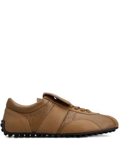 Tod's Leather Strap Trainers In Brown