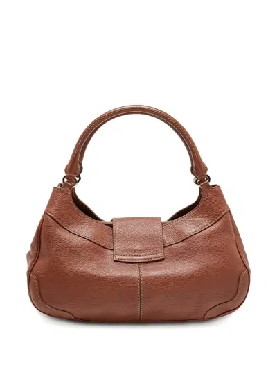 Pre-owned Tod's Leather Stud-detail Shoulder Bag In Brown