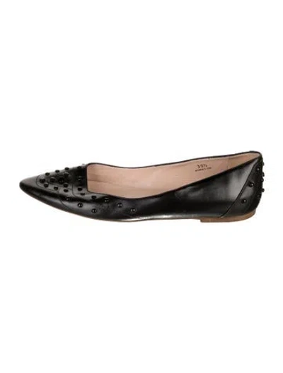 Pre-owned Tod's Leather Studded Accents Ballet Flats In Black