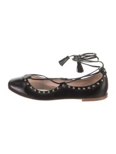 Pre-owned Tod's Leather Studded Accents Ballet Flats In Black