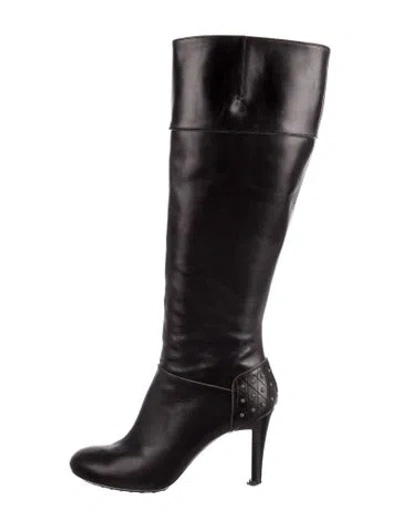 Pre-owned Tod's Leather Studded Accents Boots In Black
