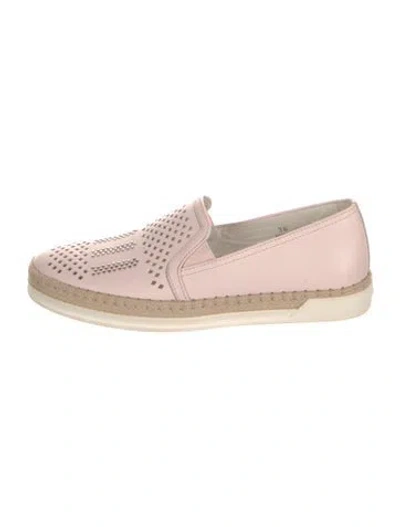 Pre-owned Tod's Leather Studded Accents Espadrille Sneakers In Pink