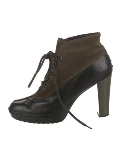 Pre-owned Tod's Leather Studded Accents Lace-up Boots In Multi