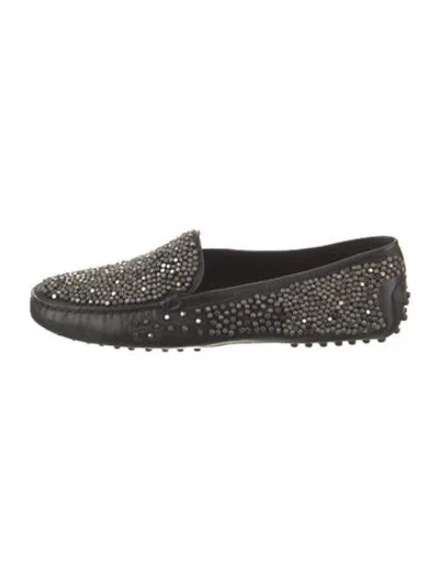Pre-owned Tod's Leather Studded Accents Loafers In Black