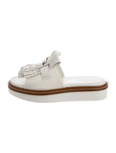 Pre-owned Tod's Leather Studded Accents Mules In White