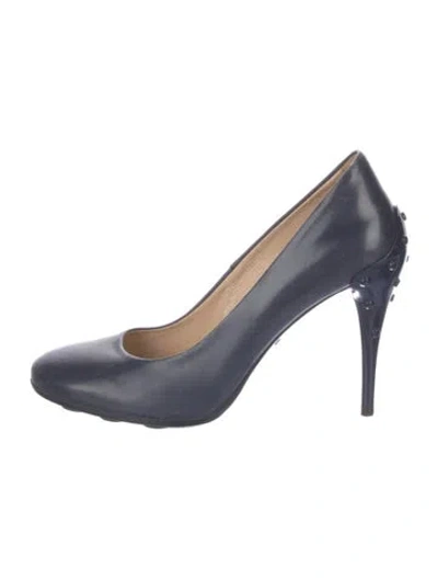 Pre-owned Tod's Leather Studded Accents Pumps In Blue