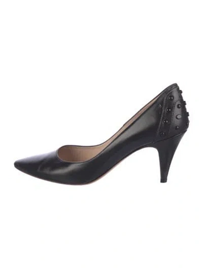 Pre-owned Tod's Leather Studded Accents Pumps In Blue