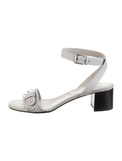 Pre-owned Tod's Leather Studded Accents Sandals In Gray