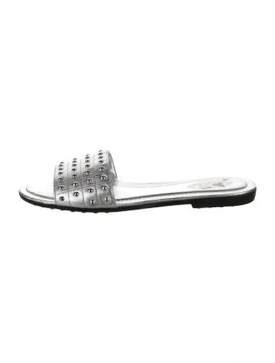 Pre-owned Tod's Leather Studded Accents Slides