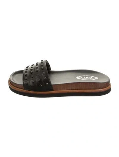 Pre-owned Tod's Leather Studded Accents Slides In Multicolor