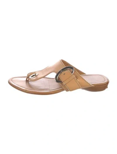 Pre-owned Tod's Leather Studded Accents Slides In Neutral