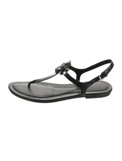 Pre-owned Tod's Leather Studded Accents T-strap Sandals In Blue
