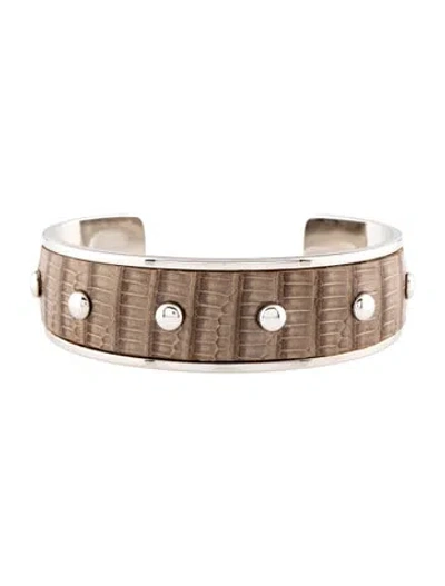 Pre-owned Tod's Leather Studded Cuff Bracelet, 7" In Multicolor