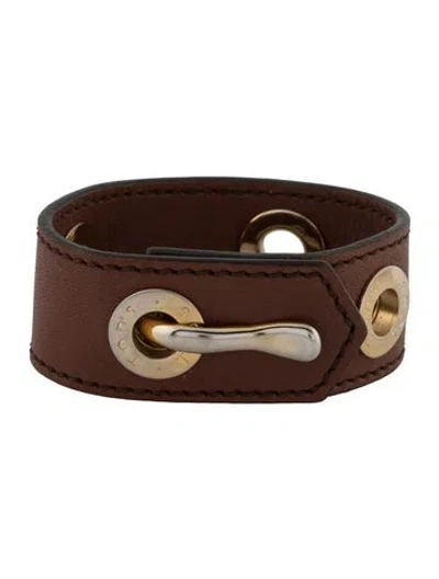 Pre-owned Tod's Leather Studded Wrap Bracelet In Brown