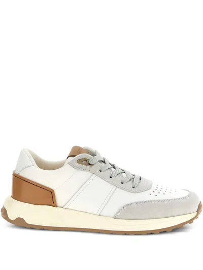 Tod's Leather Suede-panel Sneakers In White