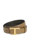 Tod's Leather T-buckle Belt In Green