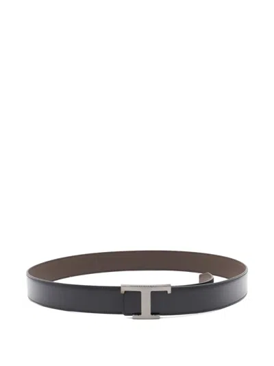 Tod's Leather T-buckle Belt In Black