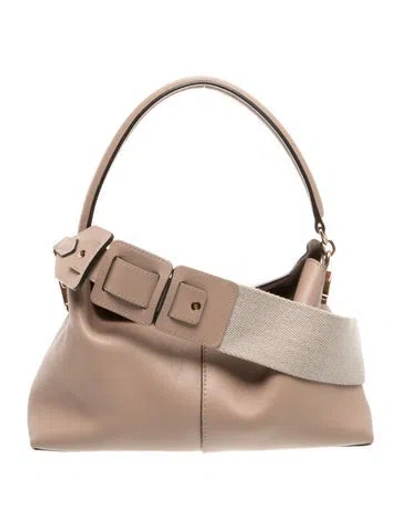 Pre-owned Tod's Leather T Case Small In Neutral