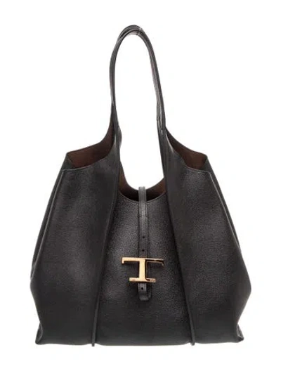 Pre-owned Tod's Leather T Timeless In Black