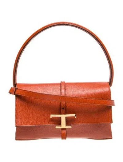 Pre-owned Tod's Leather T Timeless Mini In Brown