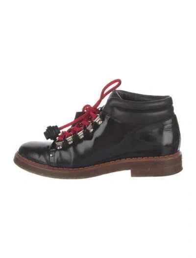 Pre-owned Tod's Leather Tassel Accents Combat Boots In Black