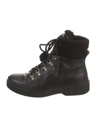 Pre-owned Tod's Leather Tassel Accents Combat Boots In Black