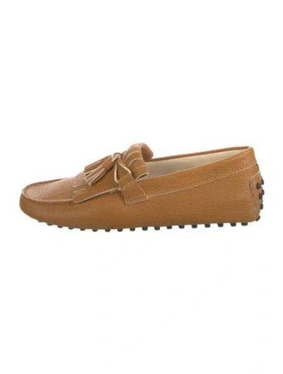 Pre-owned Tod's Leather Tassel Accents Drivers In Brown