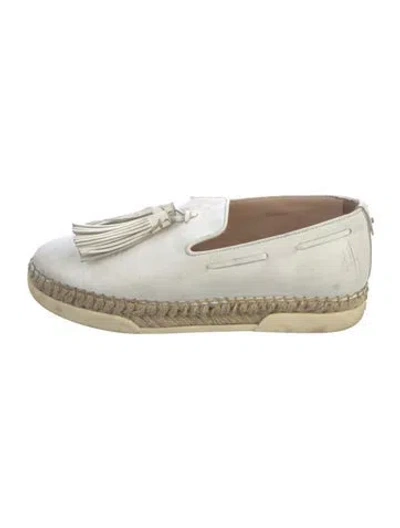 Pre-owned Tod's Leather Tassel Accents Espadrilles In White