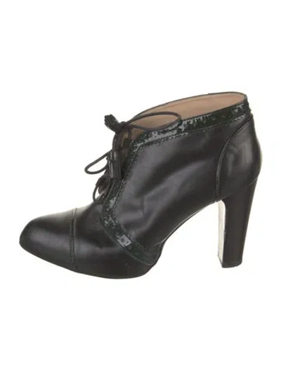 Pre-owned Tod's Leather Tassel Accents Lace-up Boots In Black