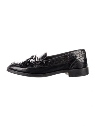 Pre-owned Tod's Leather Tassel Accents Loafers In Black
