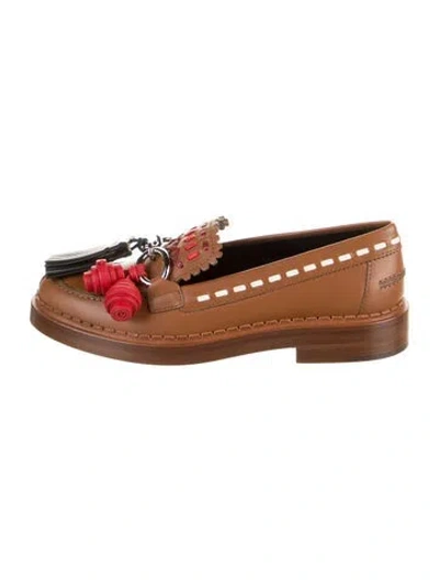 Pre-owned Tod's Leather Tassel Accents Loafers In Brown