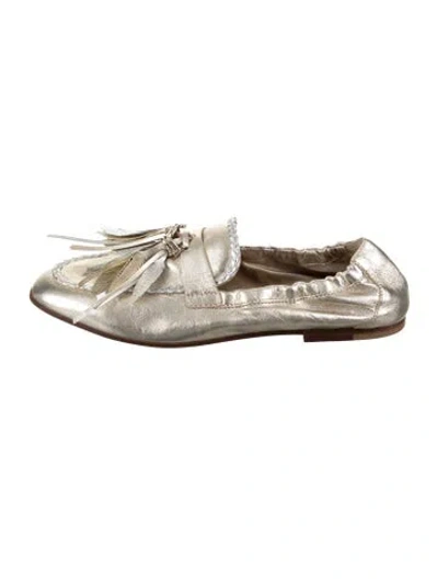 Pre-owned Tod's Leather Tassel Accents Loafers In Gold/metallic