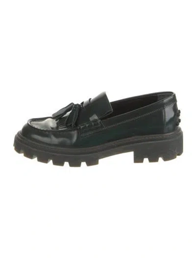 Pre-owned Tod's Leather Tassel Accents Loafers In Green