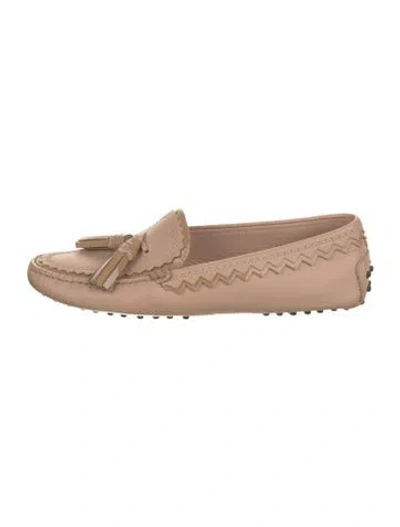 Pre-owned Tod's Leather Tassel Accents Loafers In Neutral