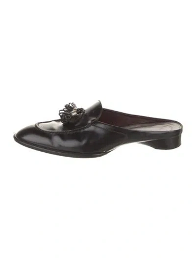 Pre-owned Tod's Leather Tassel Accents Mules In Black