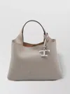 Tod's Leather Textured Tote Bag With Detachable Strap In Gray