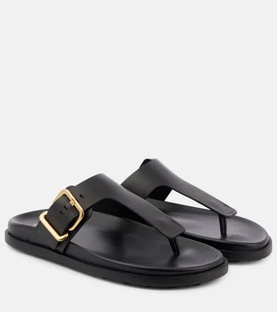 Tod's Leather Thong Sandals In Black