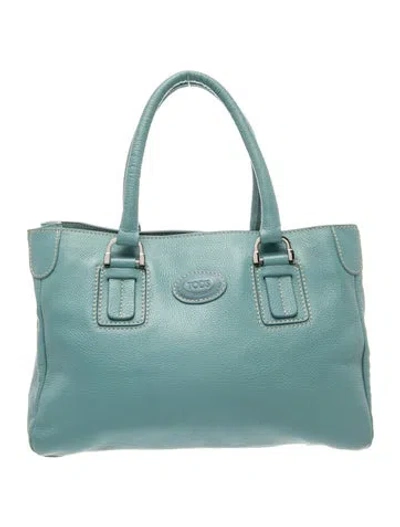 Pre-owned Tod's Leather Top Handle Bag In Blue