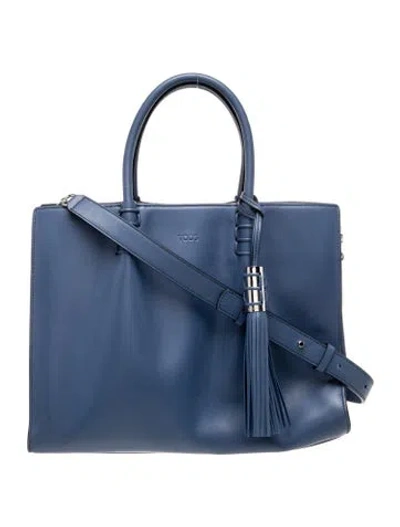 Pre-owned Tod's Leather Top Handle Bag In Blue
