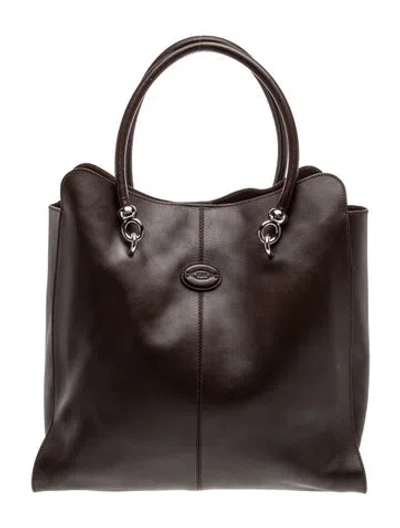 Pre-owned Tod's Leather Top Handle Bag In Brown